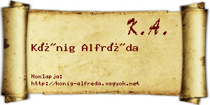 Kőnig Alfréda névjegykártya